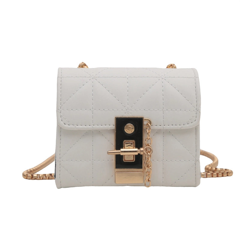 Women's Pu Leather Solid Color Basic Lock Square Lock Clasp Shoulder Bag Crossbody Bag Square Bag