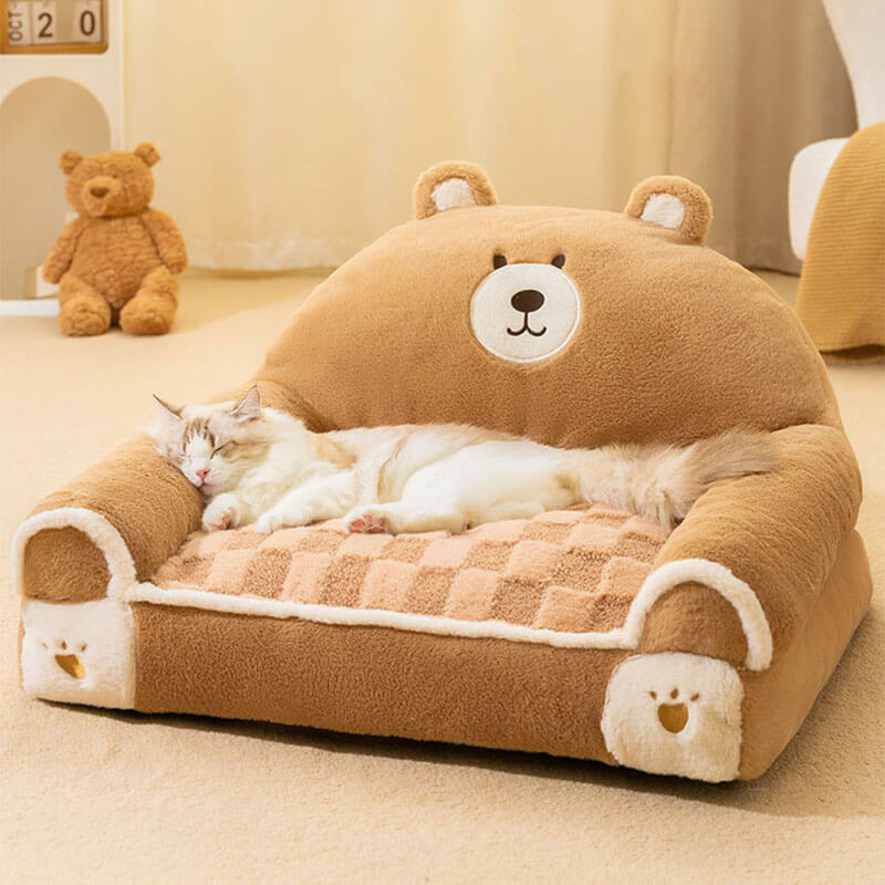 Comfy Calming Pet Bed Adorable Dog & Cat Sofa Bed