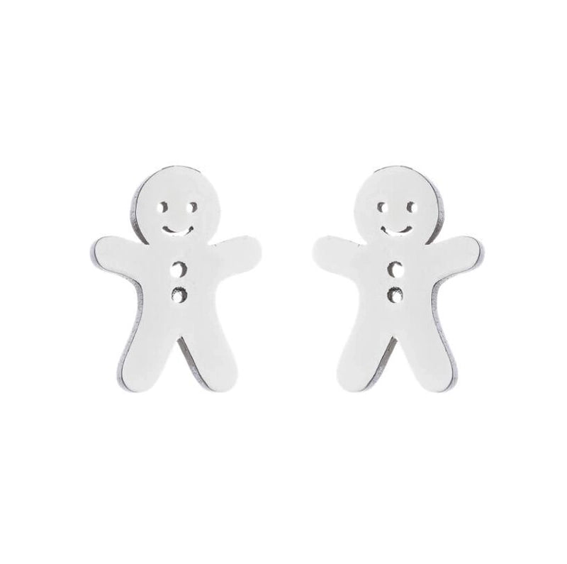 Minimalist Human Gingerbread Apple Stainless Steel Plating Hollow Out Ear Studs 1 Pair