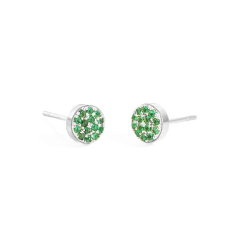 Minimalist Round Stainless Steel Inlay Artificial Diamond Ear Studs 1 Pair