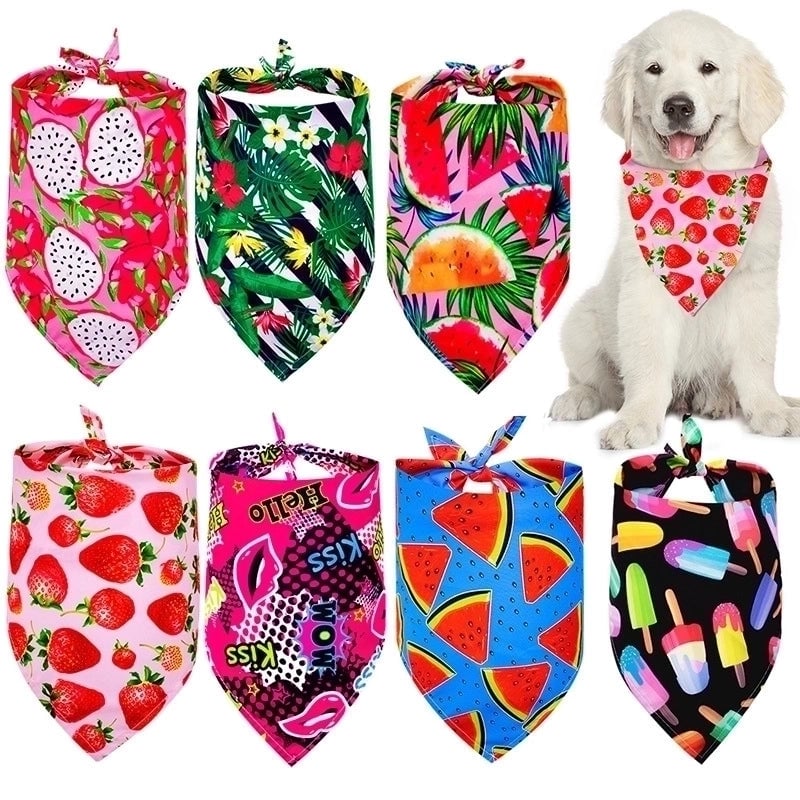 Pet Triangular Scarf Summer Fruit Series Dog Saliva Towel Large. Medium And Small Pets Bib Hot