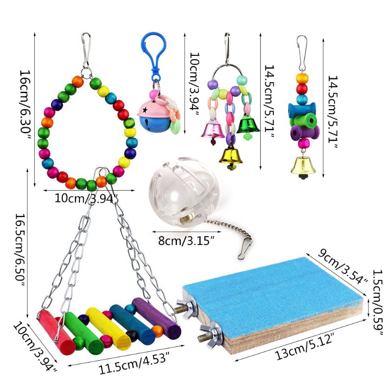 7 Pieces Pack Of Pet Bird Toy