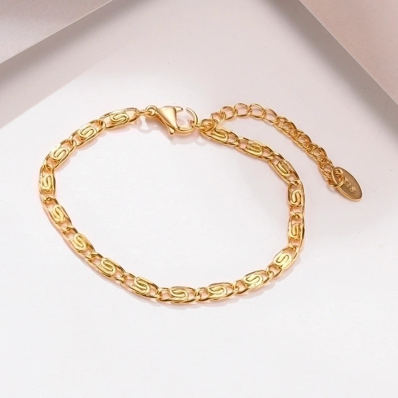 IG Style Casual Minimalist Geometric 201 Stainless Steel 18K Gold Plated Bracelets In Bulk
