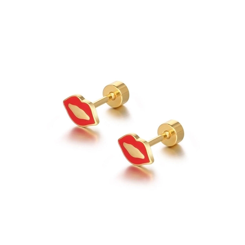 1 Piece Fashion Lips Plating 304 Stainless Steel Ear Studs