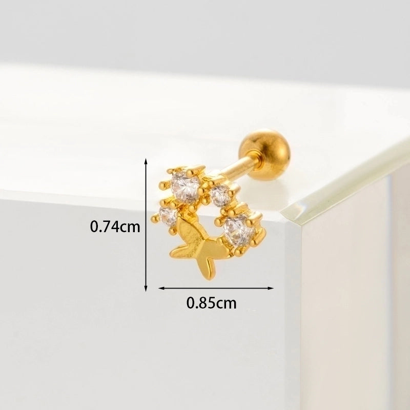 Ear Cartilage Rings & Studs Fashion Geometric Copper Plating Artificial Gemstones