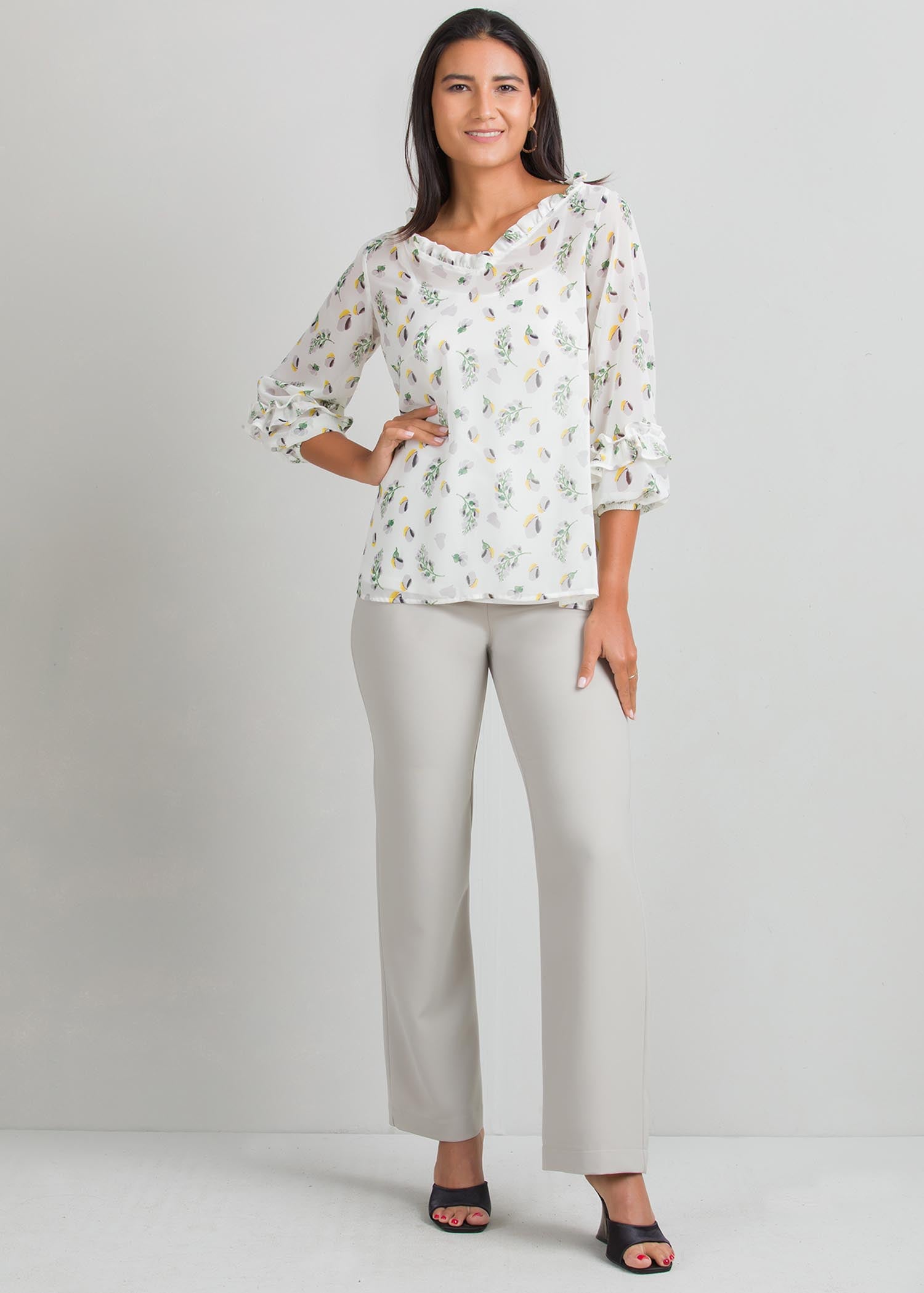 V neck printed blouse