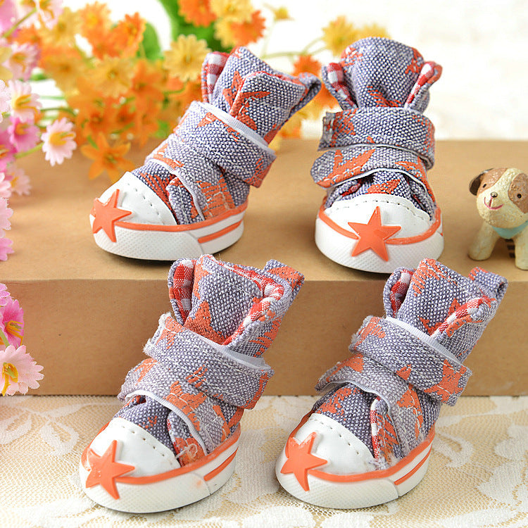 Star Printed Dog Canvas Shoes