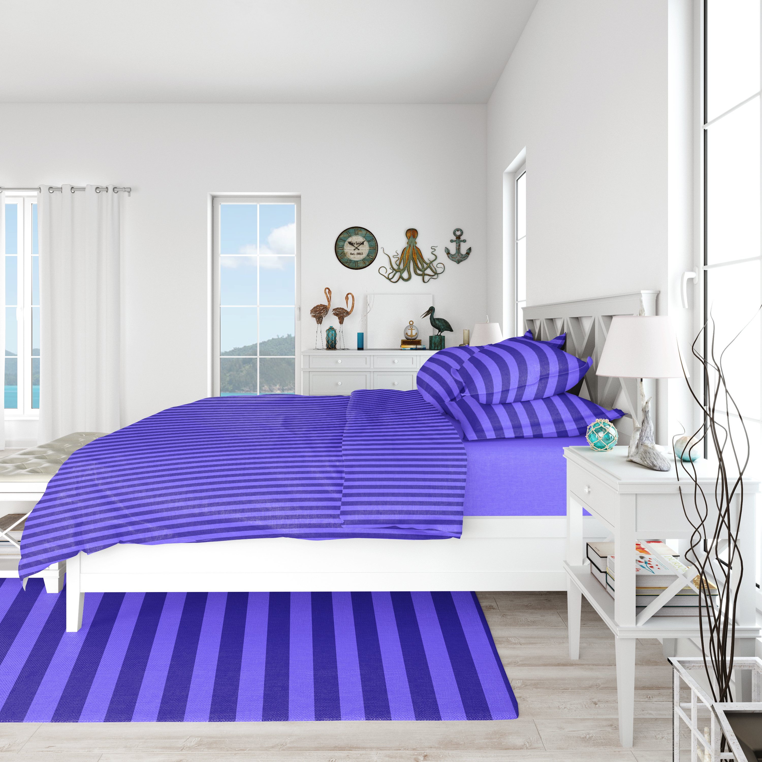 Light Blue Stripe-Bed Sheet Set