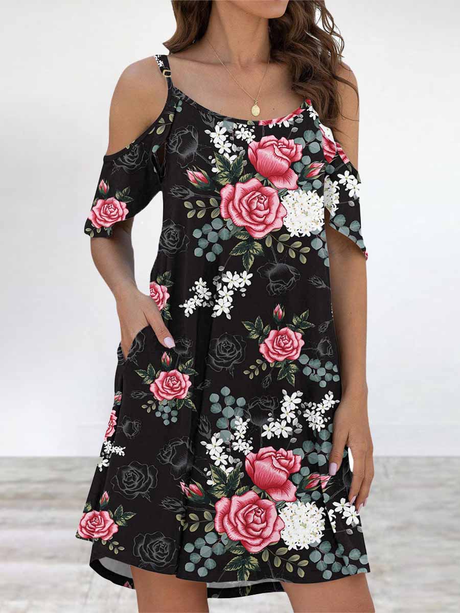 Elegant Print Flounce O Neck Dresses(11 Colors)