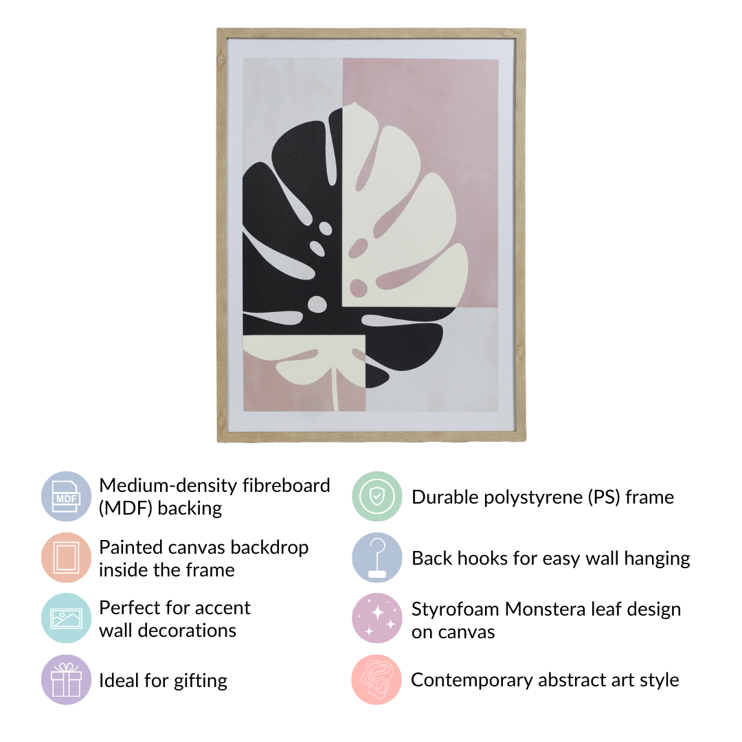 Contemporary Style Monstera Leaf Wall Art 23x17 Inch