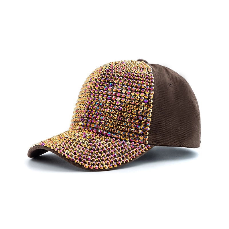 Women's Elegant Color Block Chain Curved Eaves Baseball Cap