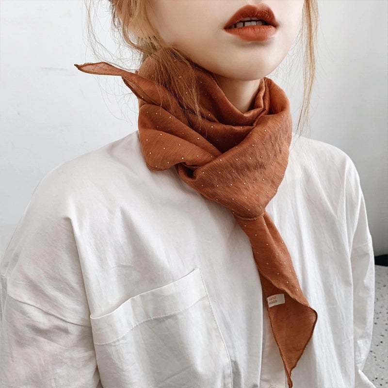 Women's Minimalist Color Block Polyester Printing Silk Scarf