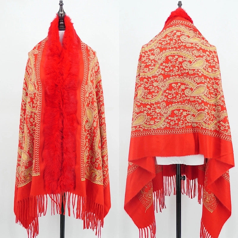 Women's Ethnic Style Flower Imitation Cashmere Tassel Shawl