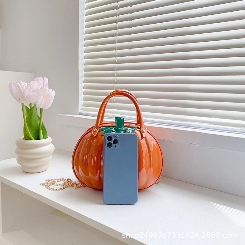 Halloween Women's Medium Pu Leather Pumpkin Streetwear Zipper Shoulder Bag Handbag Chain Bag