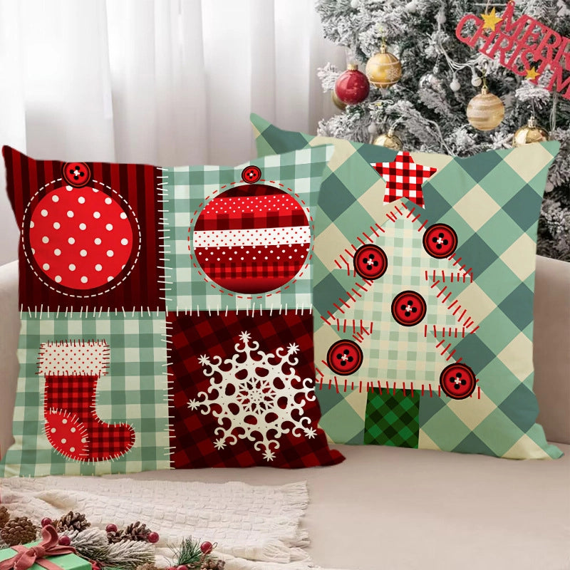 Classic Style Christmas Tree Snowflake Linen Pillow Cases Couch & Sofa Decor