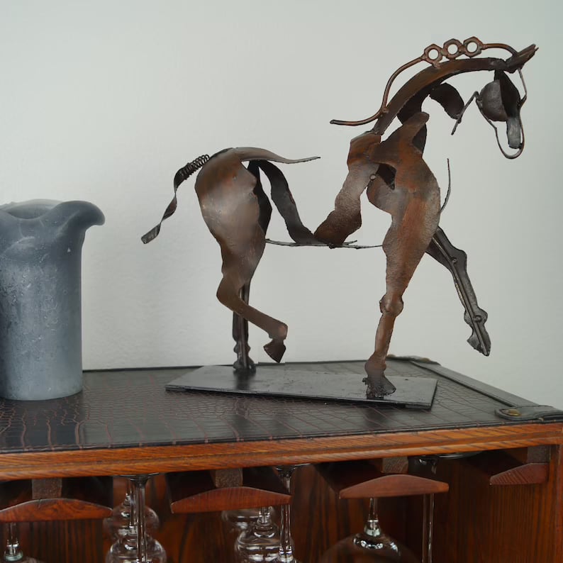 New Horse Sculpture Adonis – Quality Handmade from Metal. Abstract but Modern and Realistic Art