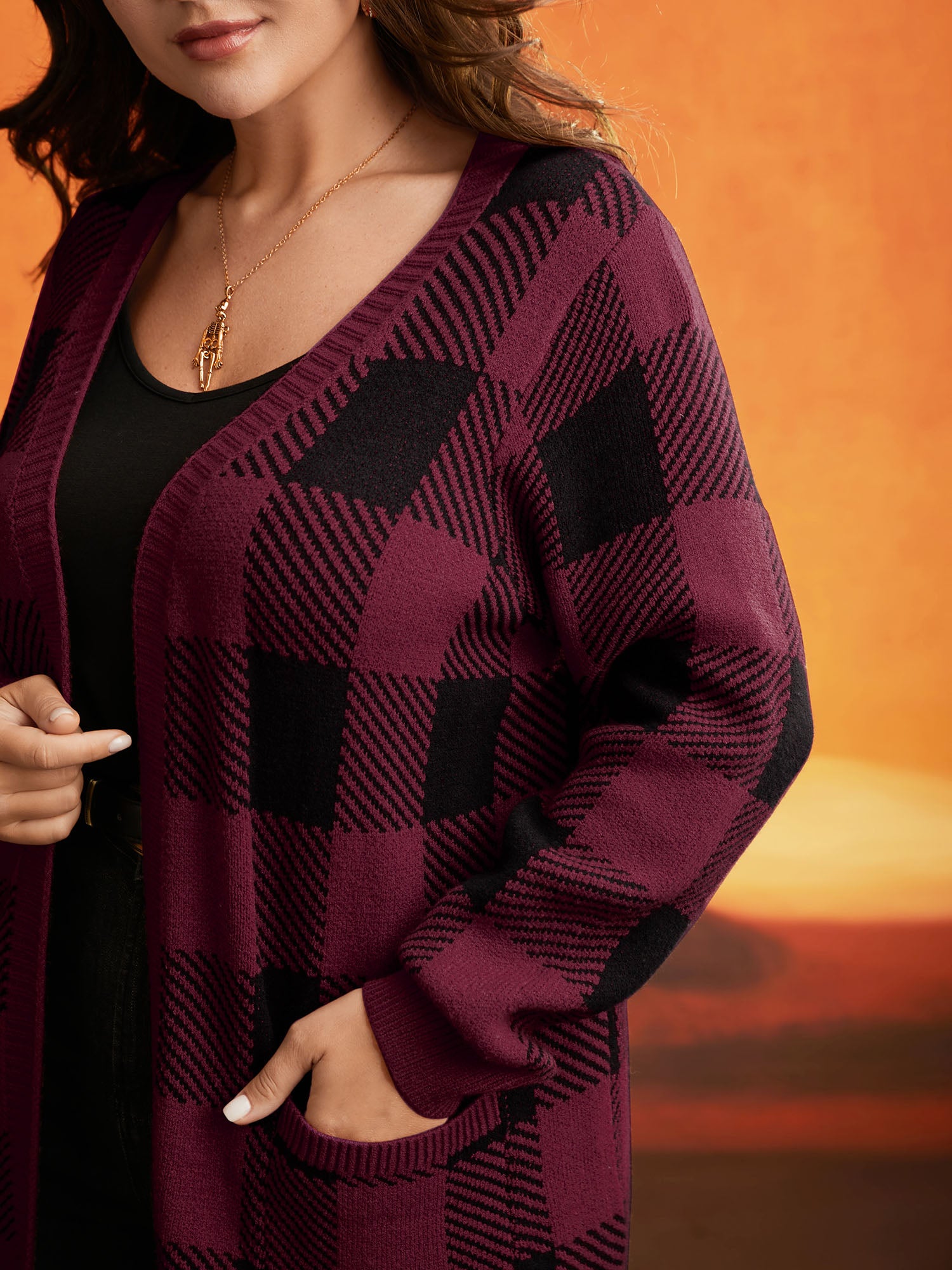 Supersoft Essentials Plaid Open Cardigan