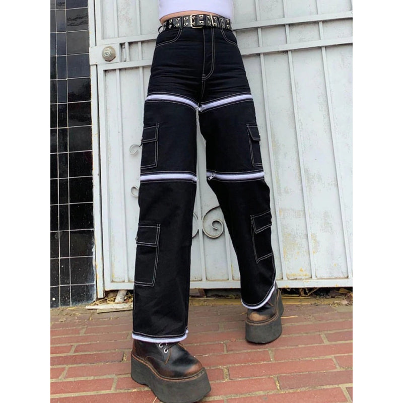 Patchwork Streetwear Baggy Jeans For Women