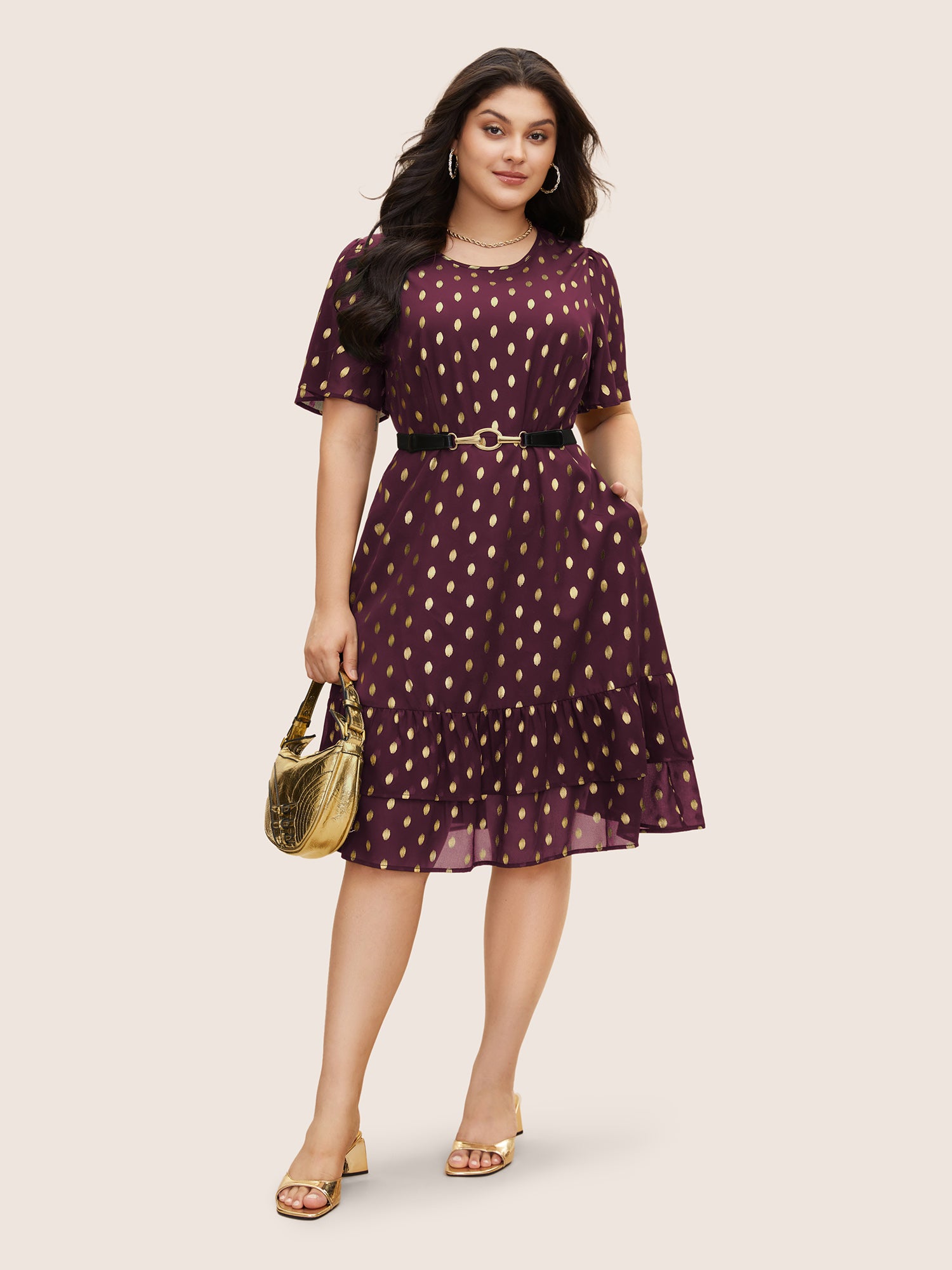 Glitter Polka Dot Patchwork Ruffles Dress