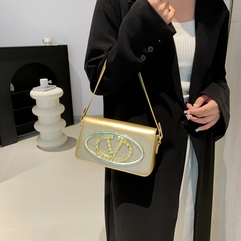 Women's Small Pu Leather Letter Streetwear Square Zipper Shoulder Bag Crossbody Bag