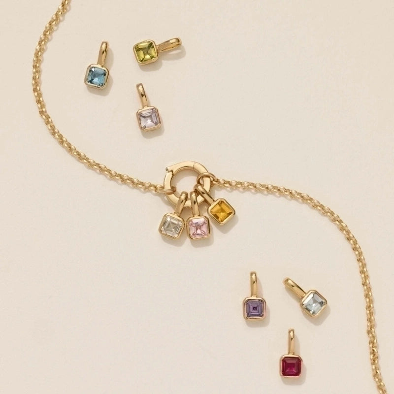 201 Stainless Steel 304 Stainless Steel Glass Minimalist Diamond Geometric Square Pendant Necklace