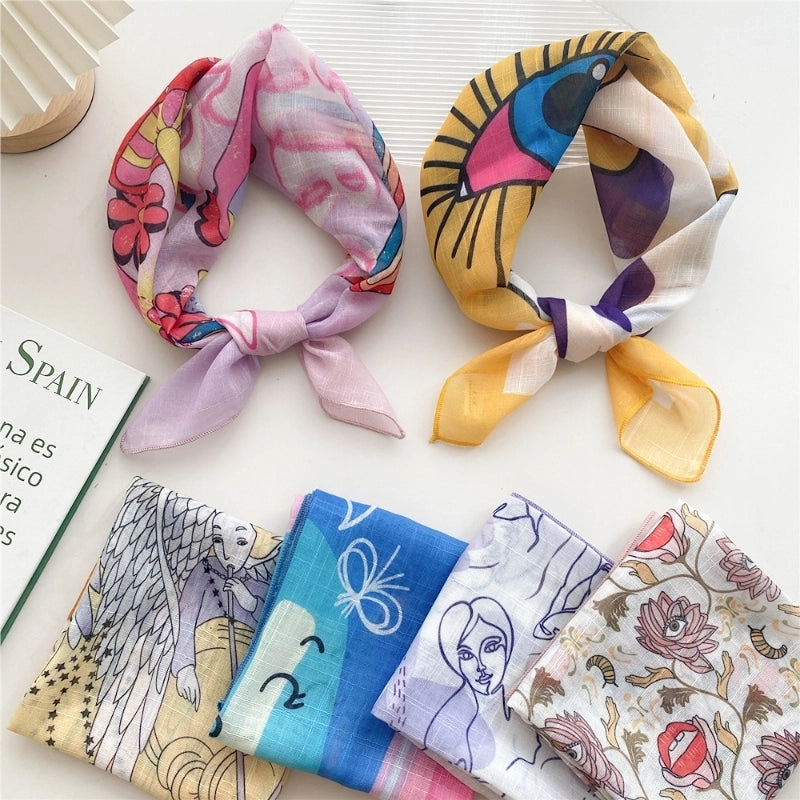 Women's Fashion Stripe Cotton And Linen Printing Cotton Linen Scarves