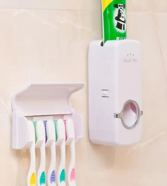 Toothpaste Dispenser & Toothbrush Holder