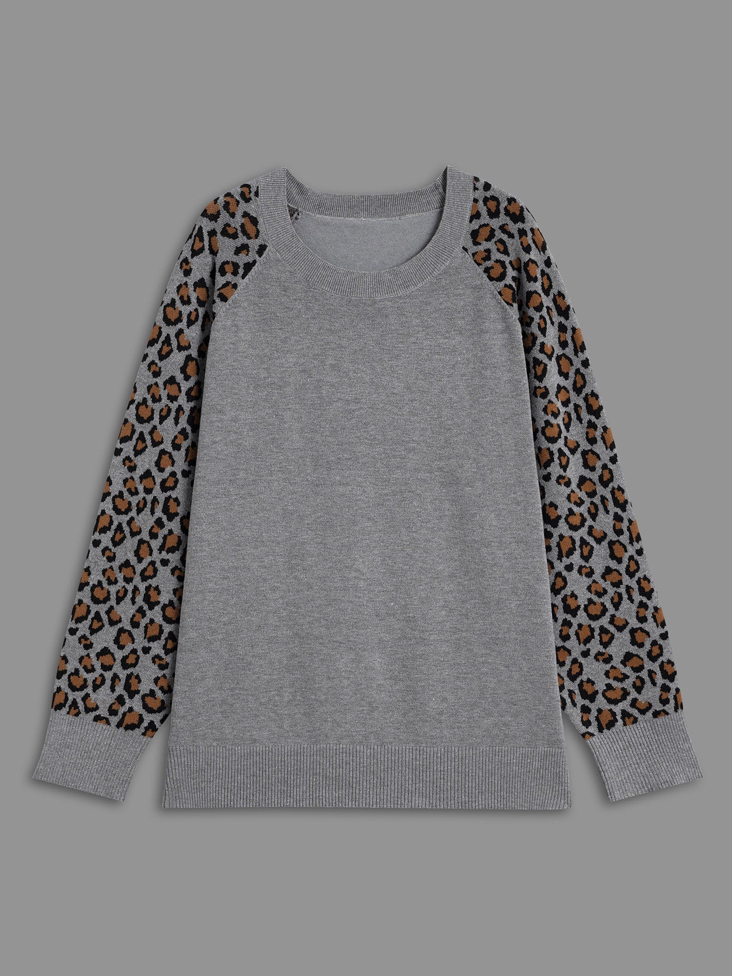 Leopard Print Raglan Sleeve Pullover