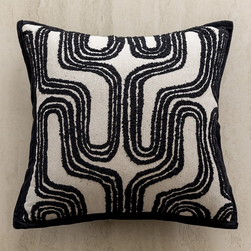 Black Sofa Pillowcase  Modern Simple Living Room Decorative Pillow Bedside Cushion Bed Backrest