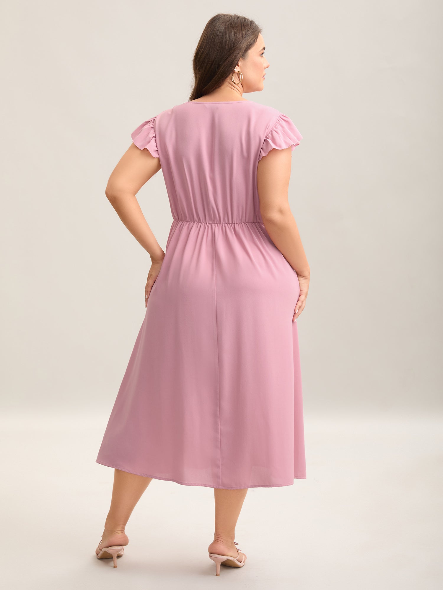 Tie-Up Panels Solid Pockets Midi Dress