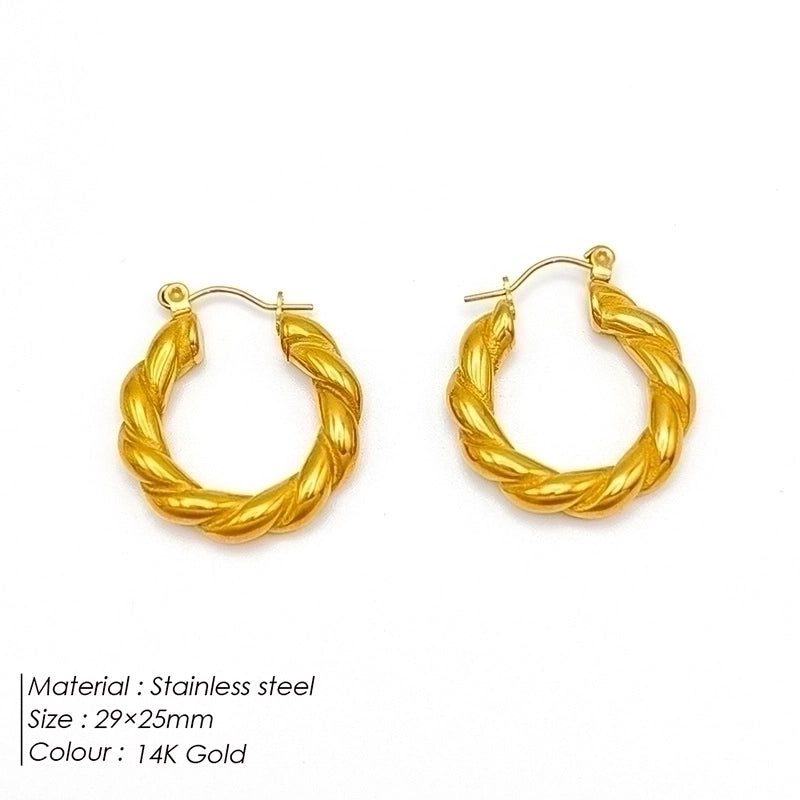 1 Pair Minimalist Geometric Plating Stainless Steel 18K Gold Plated Hoop Earrings