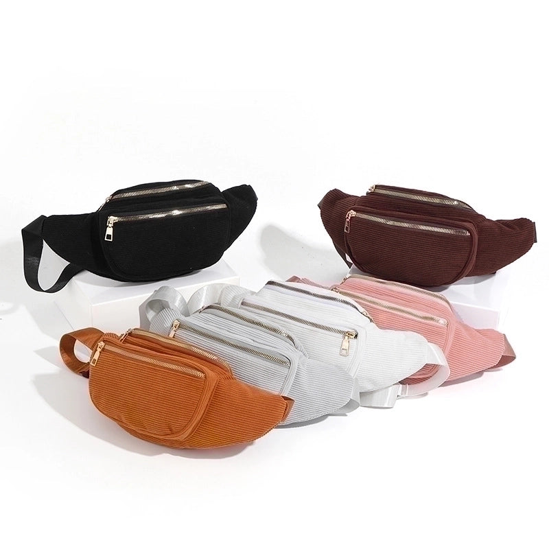 Women's Streetwear Solid Color Corduroy Waist Bags