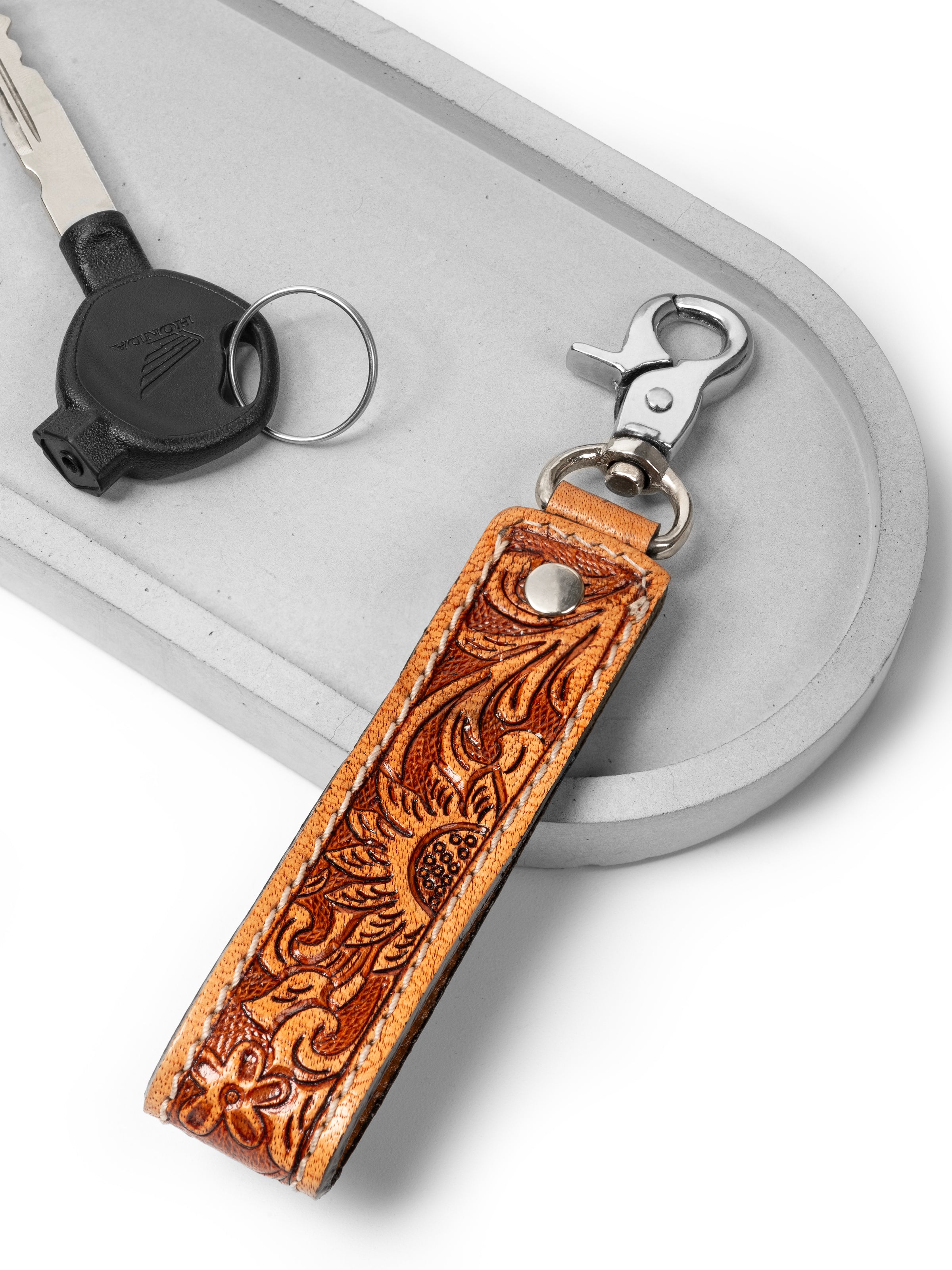Designer Loop Leather Keychain