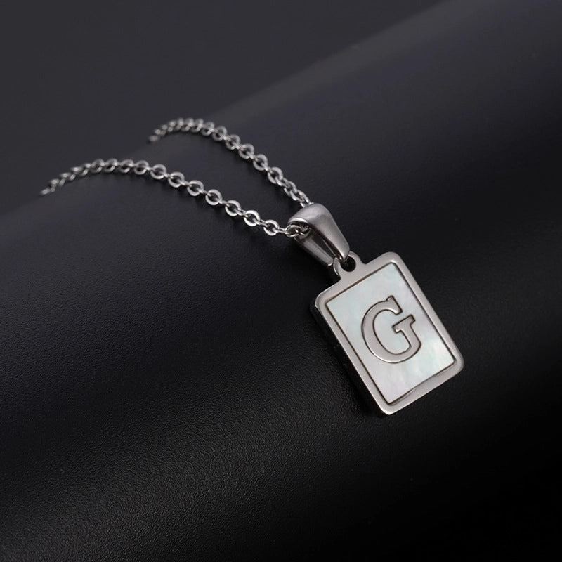 Minimalist Letter Rectangle 304 Stainless Steel Titanium Steel Shell 18K Gold Plated Plating Pendant Necklace