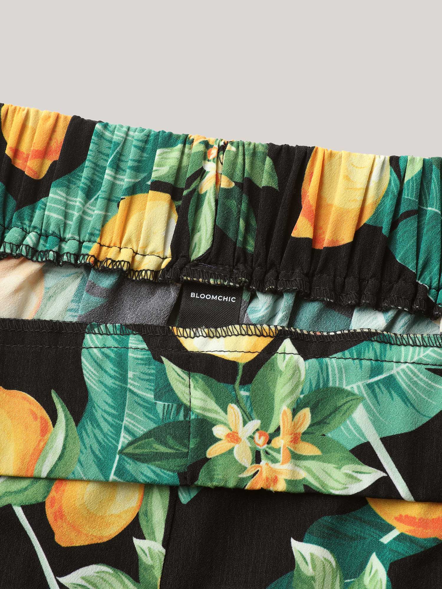 Citrus Print Wide-Leg Pants