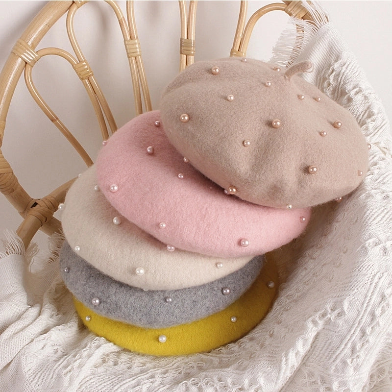 Girl's Sweet Solid Color Beret Hat