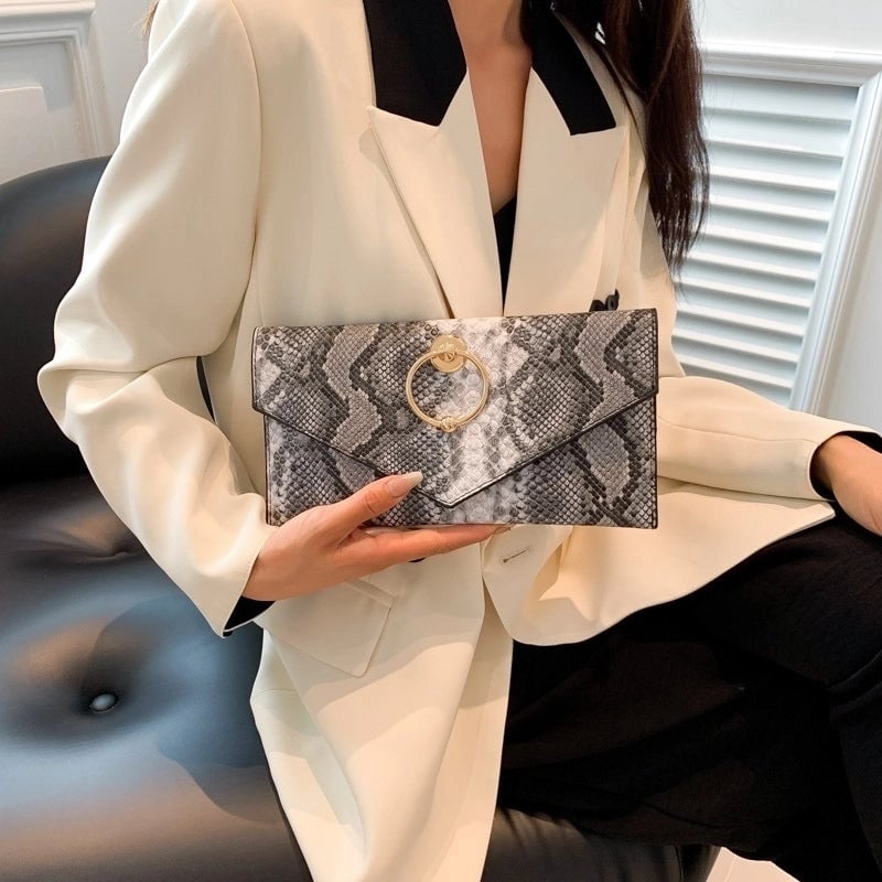Women's All Seasons Pu Leather Color Block Streetwear Square Flip Cover Envelope Bag