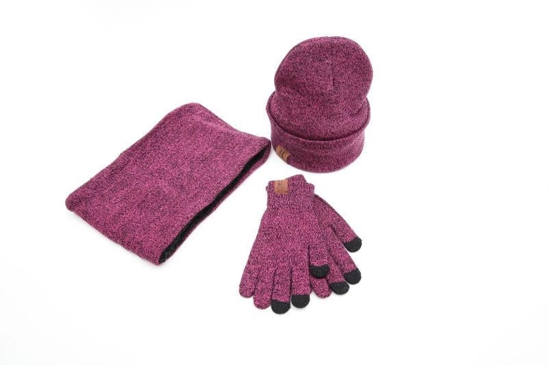 Winter Scarf Hat Gloves Three-piece Knitted Gloves Wool Scarf Warm Suit