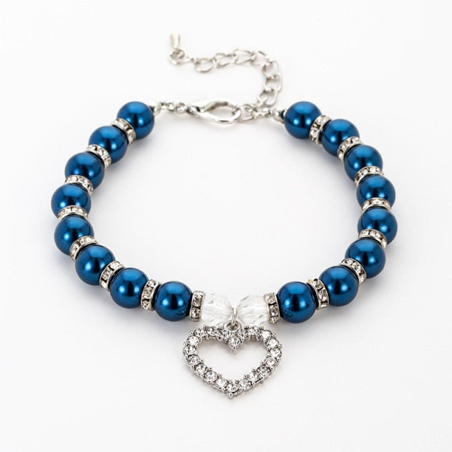 Rhinestone Pearl Dog Cat Collar Necklace