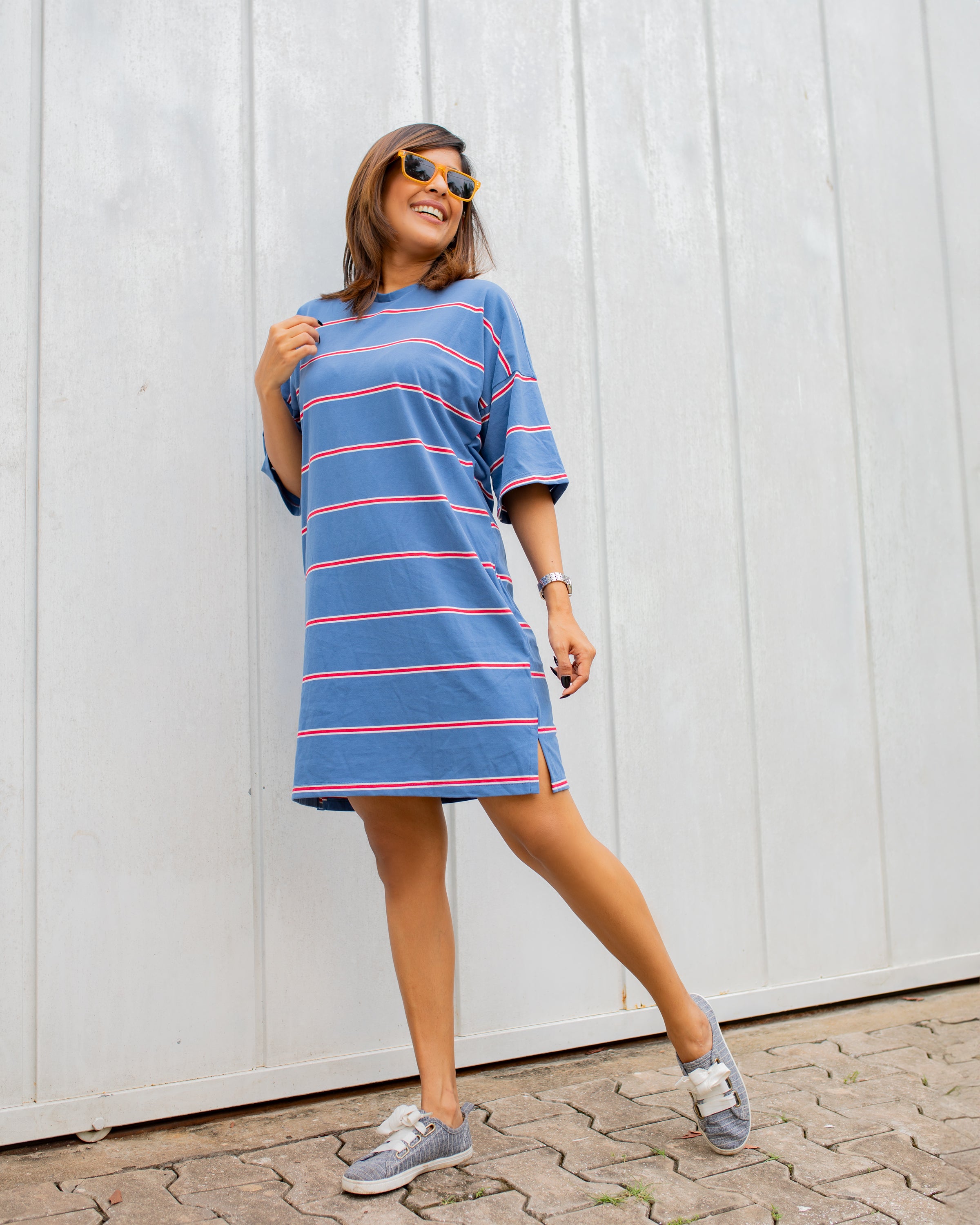 Jessy T -Dress -Blue and Red Stripe