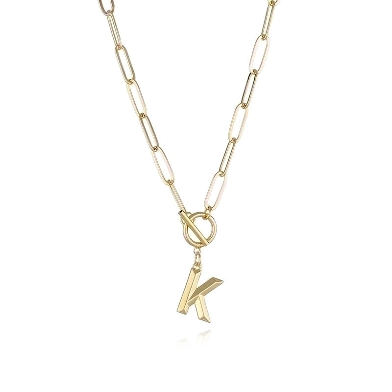Copper 14K Gold Plated Fashion Plating Letter Pendant Necklace