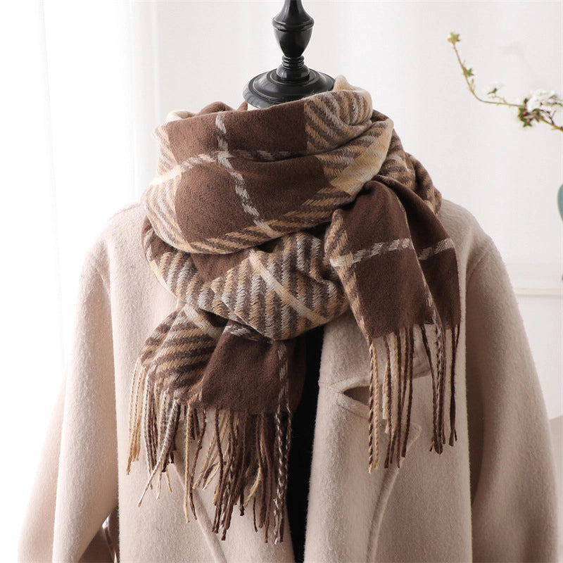 Unisex Basic Classic Style Lattice Polyester Scarf