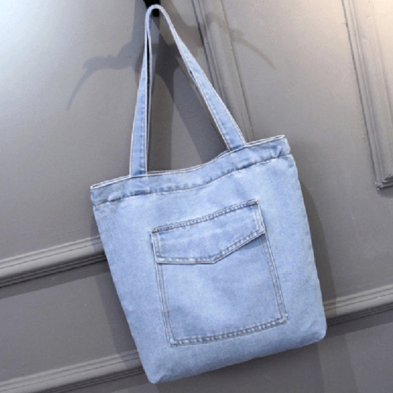 New Large Capacity Shoulder Bag Women's Casual Street Canvas Denim Shoulder Bag Shopping Bag Handbag