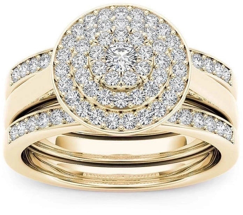 Fashion Flower Alloy Plating Artificial Gemstones Women'S Ring Sets
