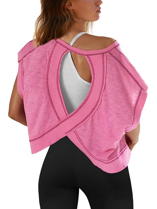 Loose Raglan Sleeve Hollow Split-Joint Round-Neck T-Shirts