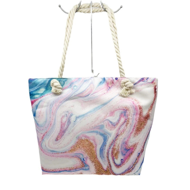 Women's Large Canvas Floral Elegant Streetwear Square Zipper Shoulder Bag