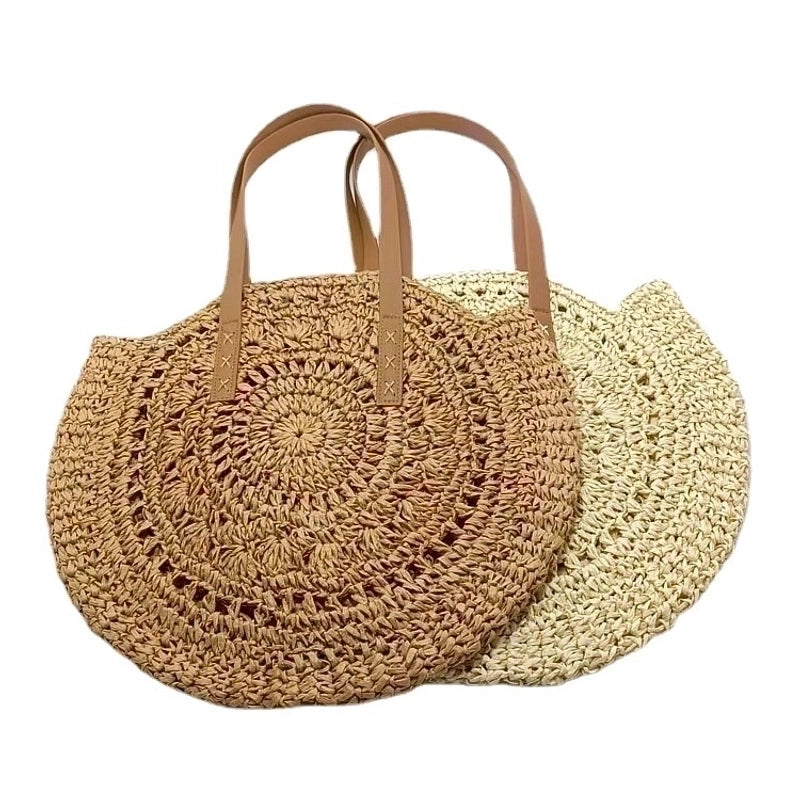 Women's Large Spring&summer Straw Vintage Style Circle Bag