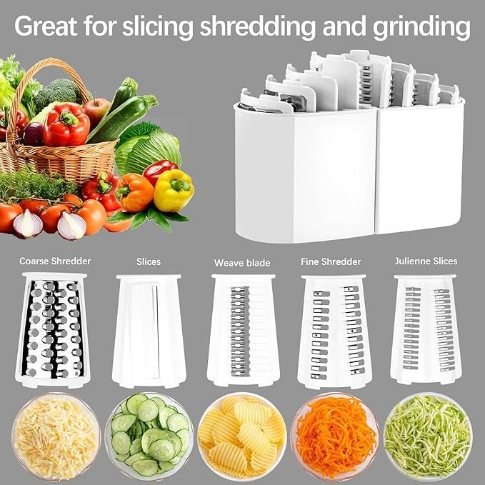 🔥🔥HOT SAVE-49% OFF🔥🔥5 in 1 Rotary Cheese Grater Vegetable Slicer