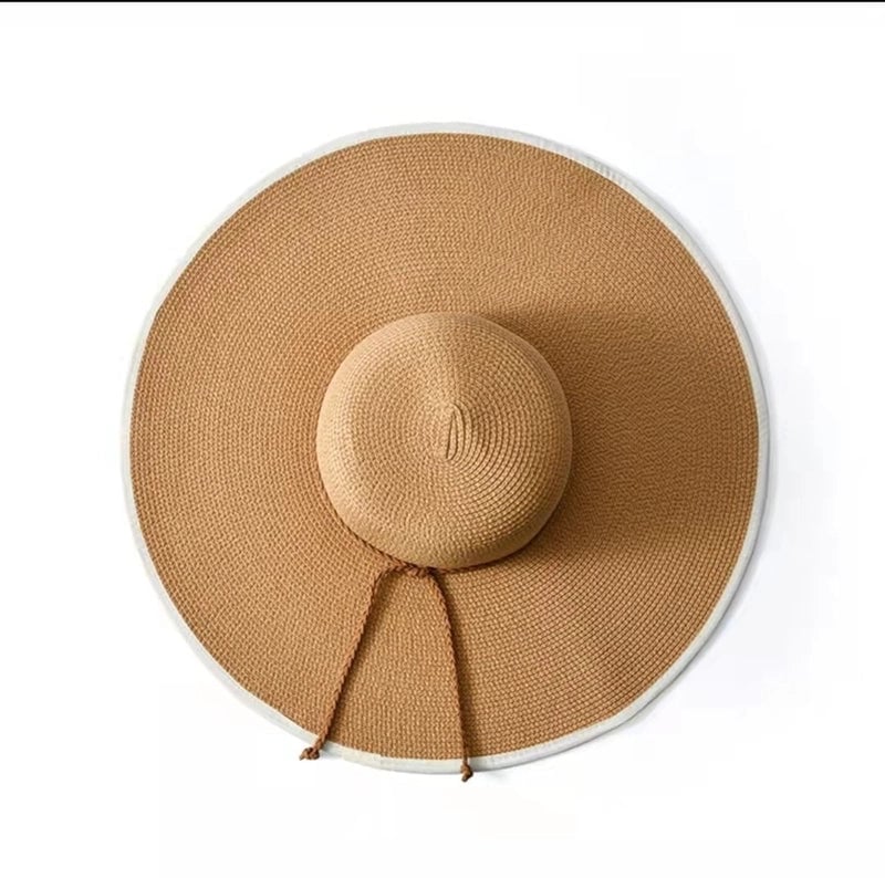 Women's Basic Pastoral Solid Color Big Eaves Straw Hat