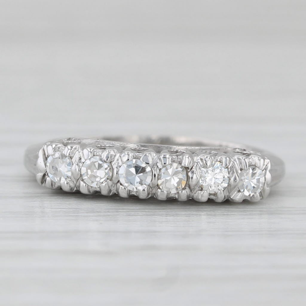 0.20ctw Diamond Wedding Band 14k White Gold Size 4.5 Stackable Anniversary Ring